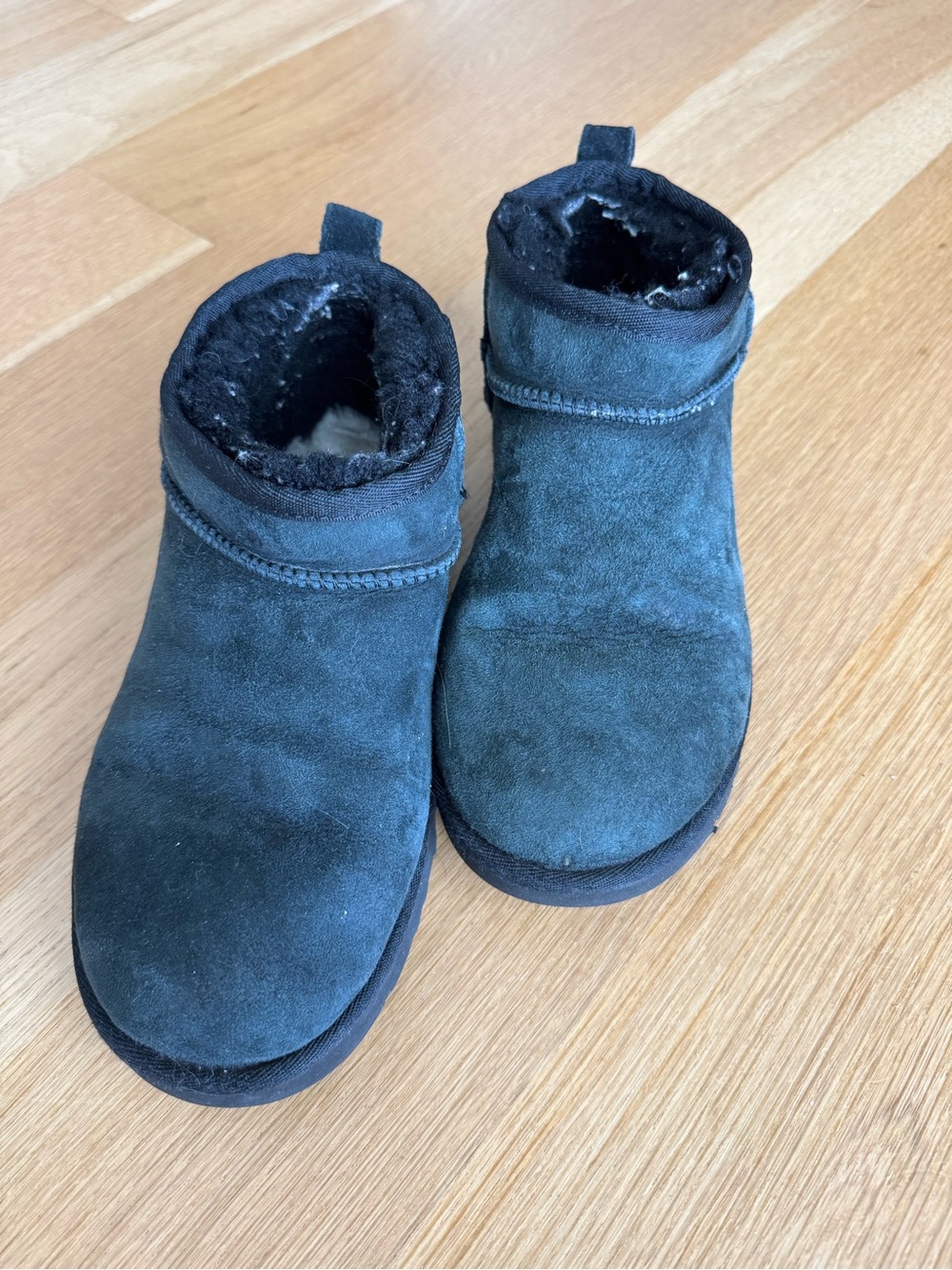 UGG Black Suede Short Shearling Booties